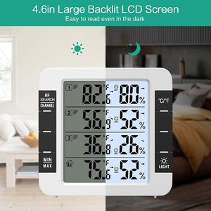8 kênh không dây trong nhà ngoài trời Nhiệt ẩm kế ba từ xa giác quan kỹ thuật số <span class=keywords><strong>LCD</strong></span> hiển thị nhiệt độ độ ẩm Meter hộ gia đình - Product Image 3