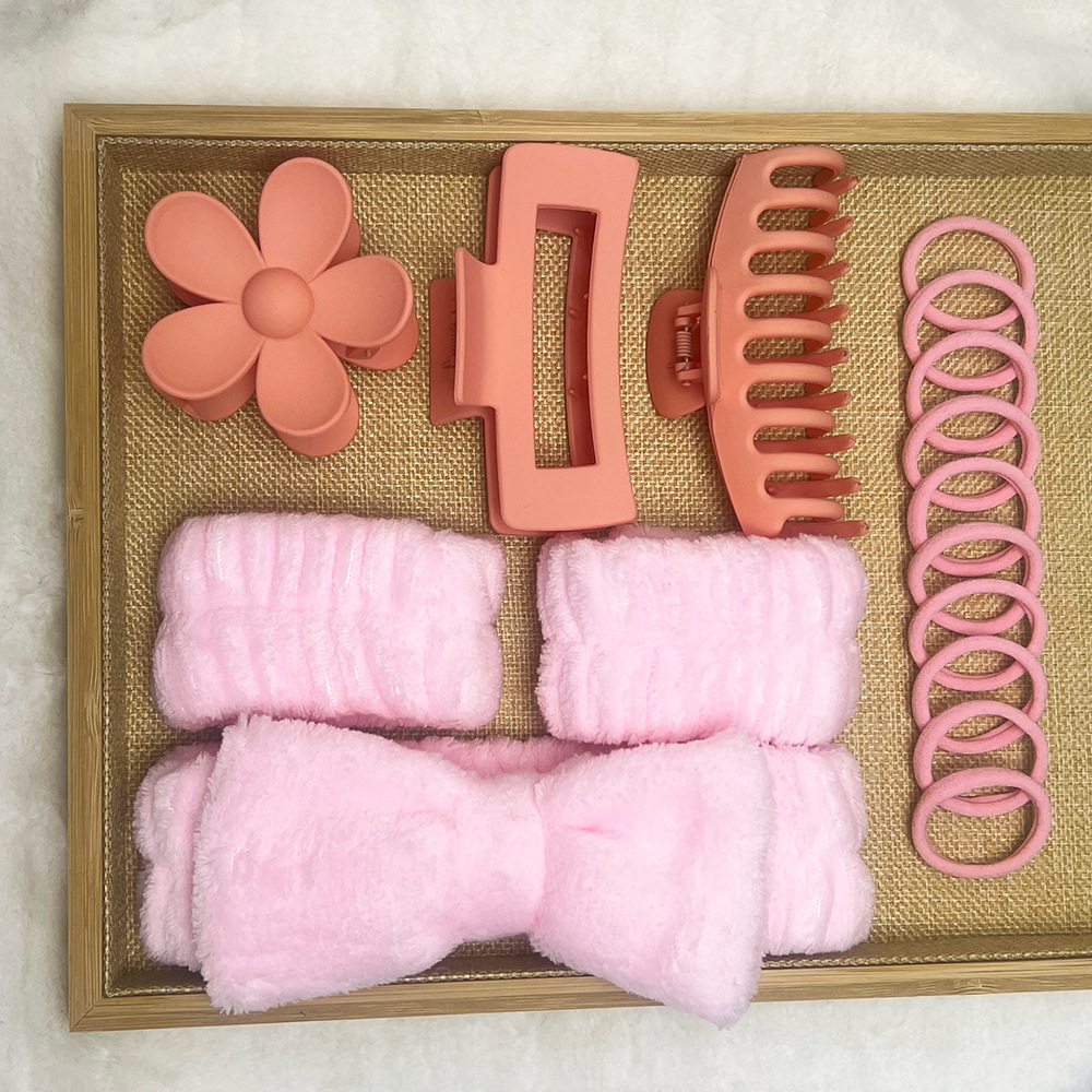 Set di 16 fasce per capelli rosa (confezione in busta OPP)