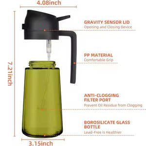 LOVFE Nouveau Pulvérisateur d'Huile d'Olive Multifonction en Verre 16oz, Distributeur de Vinaigre, Bouteille Vaporisatrice d'Huile 2-en-1 pour la Cuisine - Product Image 2