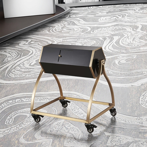 Tambour de tombola mobile avec 4 roues-Tirage au sort de la boîte de loterie à cadre doré pour les événements de fête - Product Image 4