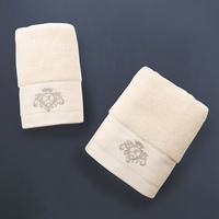 Wholesale Premium Custom White Dark Grey Cotton Terry Bath Spa Towel Two Piece Salon Set Towels logo