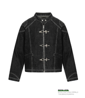 Vestes en jean noires personnalisables ODM, style streetwear basique, amples, brodées, 100 % coton, pour créateurs de mode, faible MOQ