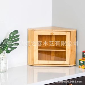 Bamboo double-layer bread box, household pastry and cake dustproof wooden box, <b>kitchen</b> decoration food storage rack - Product Image 4
