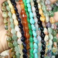Perles de pierres précieuses naturelles en forme de goutte d'eau, perles en cristal multicolores en forme de goutte d'eau pour la fabrication de bijoux, bracelet DIY, collier, vente en gros