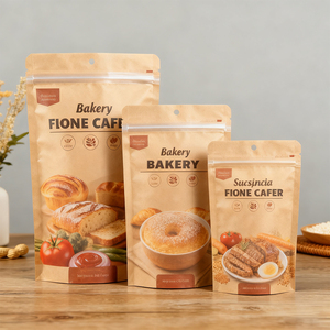 Thiết kế mới sản phẩm Túi giấy resealed gói của hương vị khác nhau của đồ ăn nhẹ hạt protein bột Ziplock Túi tái chế Kraft paperbag - Product Image 2