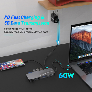 Penjualan terlaris 100Mbps Gigabit Dual hd-mi i7 Cpu 100W USB Tipe C stasiun dok untuk <span class=keywords><strong>DELL</strong></span> HP Nintendo Lenovo Macbook - Product Image 3
