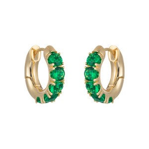 Green Hoop Earrings Gold Plated Emerald Crystal Claw Setting Party Fashion Jewelry - Product Image 5