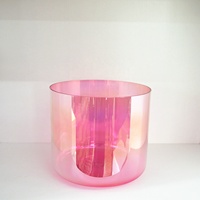 Bols chantants en cristal HF vente en gros Rose rouge lumière cosmique couleur son guérison bols sonores en cristal bol chantant en quartz