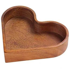 Solid Wood Heart Shaped <b>Storage</b> <b>Tray</b> 4 Compartment Food Container For Table Use - Product Image 2