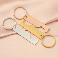 Vente en gros de porte-clés en acier inoxydable vierge 50*12mm, argent / or / or rose, porte-clés pour couple avec logo personnalisé au laser