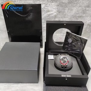 Wholesale Luxury Watch Packaging Set, <b>Black</b> Watch <b>Box</b> with Window & <b>Gift</b> Bag for Branded Watches - Product Image 3