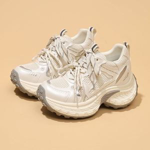 Baskets compensées à semelle épaisse pour femmes, collection Printemps-Automne 2026, best-seller, violettes, à lacets, chaussures de marche respirantes, légères et décontractées - Product Image 4