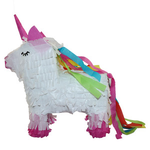 Venta al por Mayor de verano al aire libre blanco y rosa diseño unicornio caballo en forma de papel piñata para chico fiesta - Product Image 2