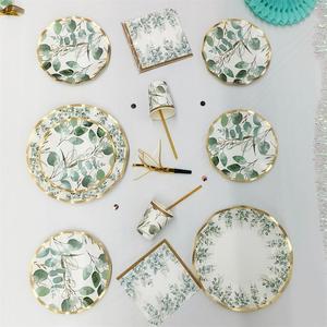 ชุดภาชนะสำหรับงานเลี้ยงวันเกิด งานแต่งงาน หรืองานเลี้ยงน้ำชา ยี่ห้อ DAMAI ลายใบยูคาลิปตัส คุณภาพพรีเมียม ประกอบด้วย ถ้วยกระดาษ ผ้าเช็ดปาก และจานกระดาษ - Product Image 6