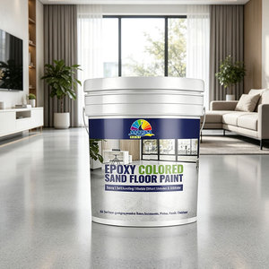 Peinture liquide pour sols en acrylique et époxy à effet marbre de qualité industrielle pour sols en béton de garage, application au pinceau avec sable coloré - Product Image 1