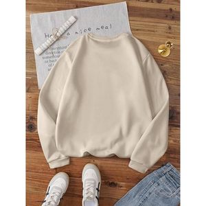 Sweat-shirt personnalisé pour femme à col rond, manches longues, coupe ample et oversize, épaules tombantes, pull décontracté en mélange de coton respirant - Product Image 1