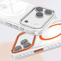 Coque de protection magnétique transparente anti-chute avec cadre d'objectif color-block pour iPhone 18 Pro, compatible avec iPhone 17, 16, 15, 14, 13