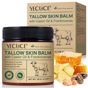 YECUCE Nutre Hidrata Cura Reparação Da Pele Anti-Envelhecimento Beef sebo rosto pele creme bálsamo com óleo de rícino & Frankincense - Product Image 1