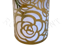 Table basse ronde de gâteau en cristal de mariage de Tables d'acier inoxydable d'or de dessus en verre clair pour des événements partie