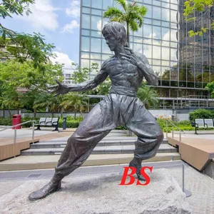 Chinese Cinema Star Life Size Bronze Figure Bruce Lee Decorative Copper Statue Sculpture
