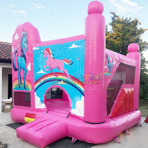Castillo inflable con tobogán para fiestas infantiles al aire libre, con diseño de unicornio. - Product Image 2