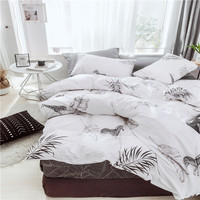 Parure de lit de luxe en coton tissé personnalisable à motif végétal, moderne, lavable, toutes saisons, avec housse de couette et taies d'oreiller pour la maison et l'hôtel