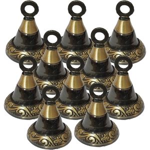 PARIJAT HANDICRAFT's Lot 10 Indian Vintage Style Brass <b>Bells</b> Assorted Cow Elephant <b>Bell</b> Decor for Garden Ornament <b>Small</b> Brass - Product Image 5