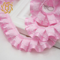 Bordure en dentelle plissée en satin de polyester de 1 pouce (2,5 cm) pour la couture de vêtements de poupées Blythe, artisanat DIY, décoration