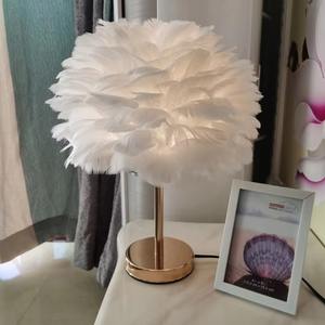 Factory <strong>Feather</strong> Table Lamp Night Light <strong>Lampshade</strong> for Bedside Home Room Decor White Home &amp; Garden Lamps Lighting &amp; Ceiling - Product Image 3