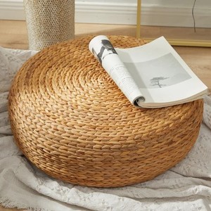 Tabourets et poufs en jacinthe d'eau, chaise ottoman style moderne, pouf de salon en jonc de mer naturel, décoration intérieure - Product Image 6