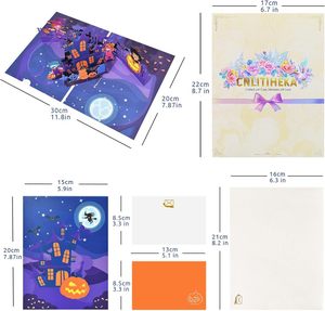 สินค้าตกแต่งฮาโลวีนขายดี การ์ดอวยพรแบบพับได้ 3 มิติ ลายแพะฟักทองสีส้ม สำหรับร้านค้า - Product Image 2