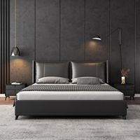 Offre Spéciale : Lit Intelligent Italien en Cuir 1,8m, Ensemble Chambre Double Luxe Léger, Lit Designer Nordique Simple 2m, Ensemble Confort