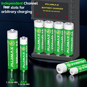 Pujimax công suất cao NiMH 1.2V điều khiển từ xa pin 2700mAh 4 cái có thể sạc lại pin AA pin gói với nhanh chóng 1.2V DC sạc - Product Image 2