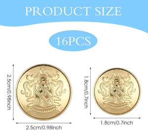 16pcs 골드 빈티지 금속 버튼 블레이저 레트로 합금 장식 황동 재봉 손잡이 생크 남성용 여성용 여름 전통 - Product Image 2