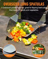 Kit d'accessoires pour plancha en acier inoxydable noir avec spatules de cuisson à long manche pour la cuisson au charbon de bois