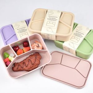 Heatproof Bpa Free Eco-Friendly Silicone Bento <b>Box</b> 4 <b>Compartment</b> Microwave Dishwasher Safe Leakproof Kids Adult <b>Lunch</b> Food - Product Image 2