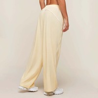 Pantalon de sport pour femme à logo personnalisé, séchage rapide, taille mi-haute, color block, coupe oversize, jambe large, extensible dans les 4 sens, pour entraînement, course et activités de plein air