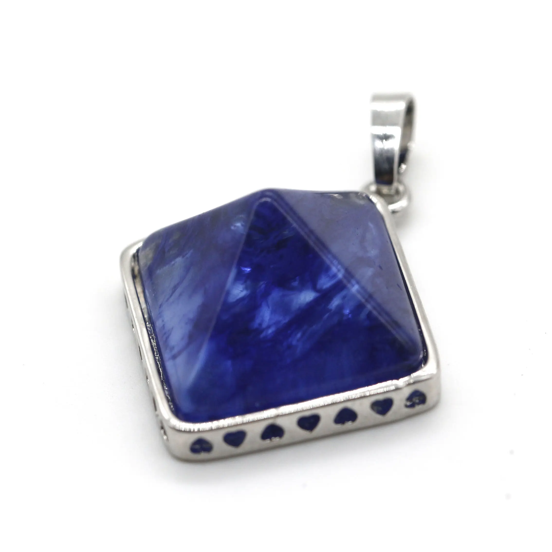 Colgantes de piedra al por mayor colgantes de cristal sandía azul con forma de diamante para la fabricación de joyas