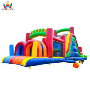 Parcours d'obstacles gonflable commercial géant coloré en PVC 8x3x4m avec toboggan pour enfants et adultes, capacité de 20 personnes, garantie 3 ans - Product Image 6