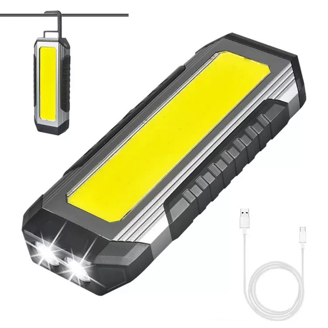 Super Bright Portable LED Work Light Big COB Rechargeable Auto Magnetic Waterproof Power Bank Flashlight Car Repair Maintenance