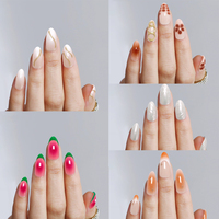 Lot de 30 faux ongles en gel PMMA souple haut de gamme, modèles variés, formes amande et cercueil, à presser, pour usage professionnel, vente en gros
