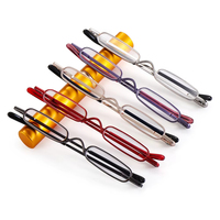 Lunettes de lecture élégantes à monture métallique ultra-fine pour hommes et femmes, lunettes de lecture portables mini presbytie avec étui