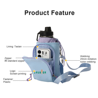 Sac bandoulière pour bouteille d'eau en nylon de 40 oz avec poche pour téléphone, étanche, pour la randonnée, la salle de sport, les voyages, accepte le logo personnalisé