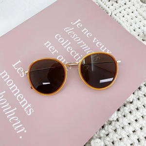 Gafas de sol Qianai con montura redonda, gafas de sol negras de plástico y metal UV400, gafas de moda para mujer, tipo 3, H1-6038 - Product Image 3