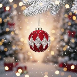 Custom Luxury Modern Style Plastic <b>Flocked</b> Rhinestone Colorful Ball Ornaments Set 8Cm 12Pcs Factory <b>Christmas</b> <b>Tree</b> - Product Image 2