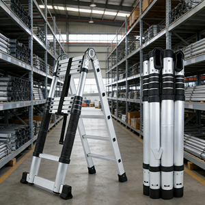 Échelle télescopique multifonctionnelle en alliage d'aluminium épaissi de haute qualité à 12 marches, pliable pour usage domestique - Product Image 4