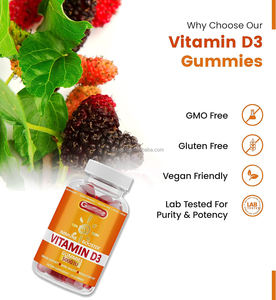 ויטמין D3 גומי על בסיס פקטין ויטמין D לעיסה 5000 IU תוספת למבוגרים עצם בטעם כתום טבעי - Product Image 5