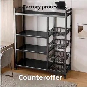 רב תכליתית פחמן פלדה רשת 5-שכבות סל אחסון מדף מסמיך ירקות פירות ביתיים מתלה ירקות למטבח - Product Image 2