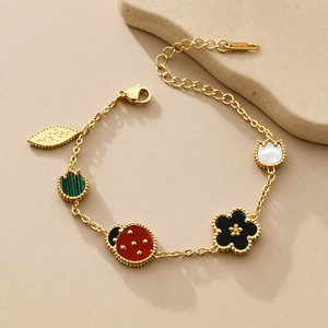 <span class=keywords><strong>Bracciale</strong></span> di Lusso Serie Hot Cross-border con Fiori di Ciliegio e <span class=keywords><strong>Coccinella</strong></span>, <span class=keywords><strong>Bracciale</strong></span> alla Moda a Doppia Faccia in Madreperla con Cinque Motivi - Product Image 5