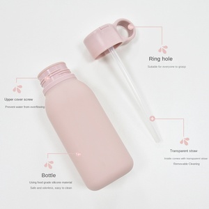 Gourde de sport en silicone de qualité alimentaire, pliable, portable, grande capacité, avec paille, compatible lave-vaisselle et micro-ondes - Product Image 3